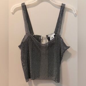 Endless Blu metal chain crop top - adjustable- black and diamond/silver